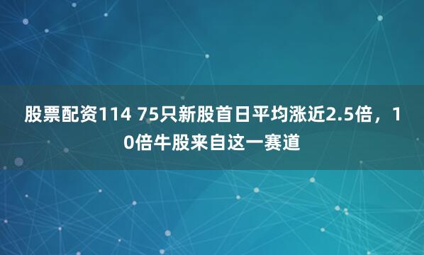 股票配资114 75只新股首日平均涨近2.5倍，10倍牛股来自这一赛道